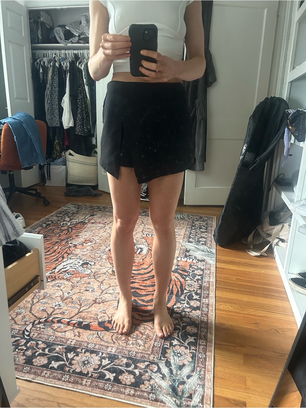 SHEIN Black Asymmetrical Mini Skirt